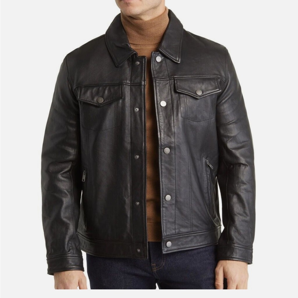 Frye Men’s Leather Trucker Jacket - Size Large